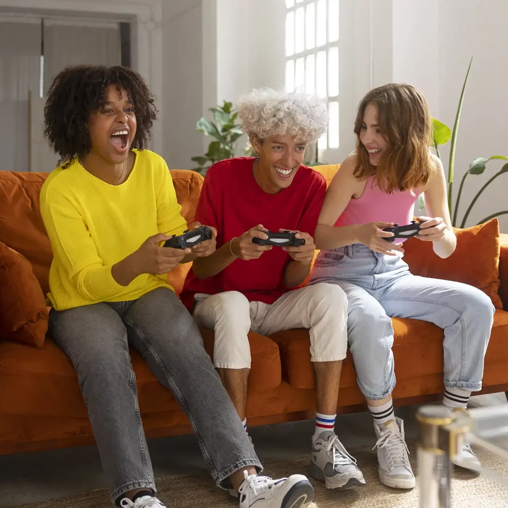 Group playing video games
