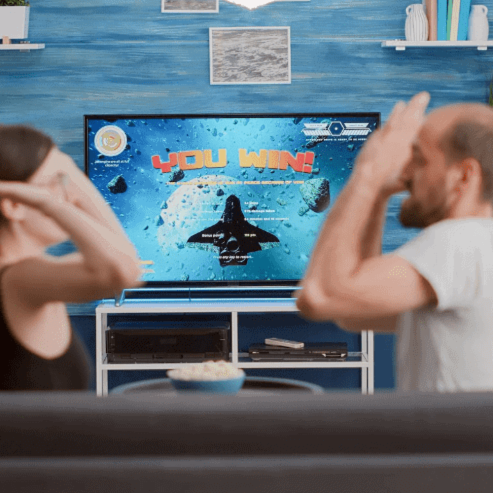 Couple playing at home