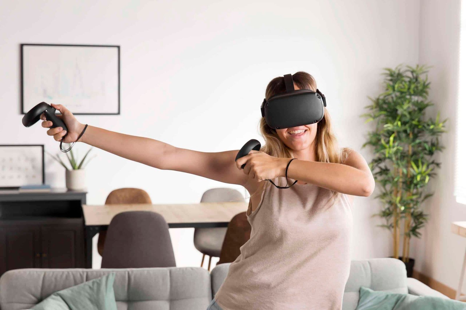 medium shot woman with controllers