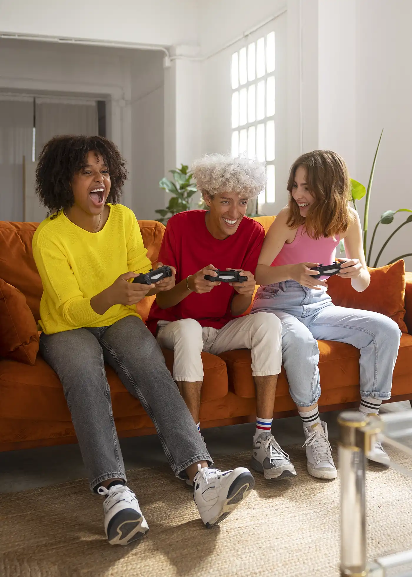 Group playing video games